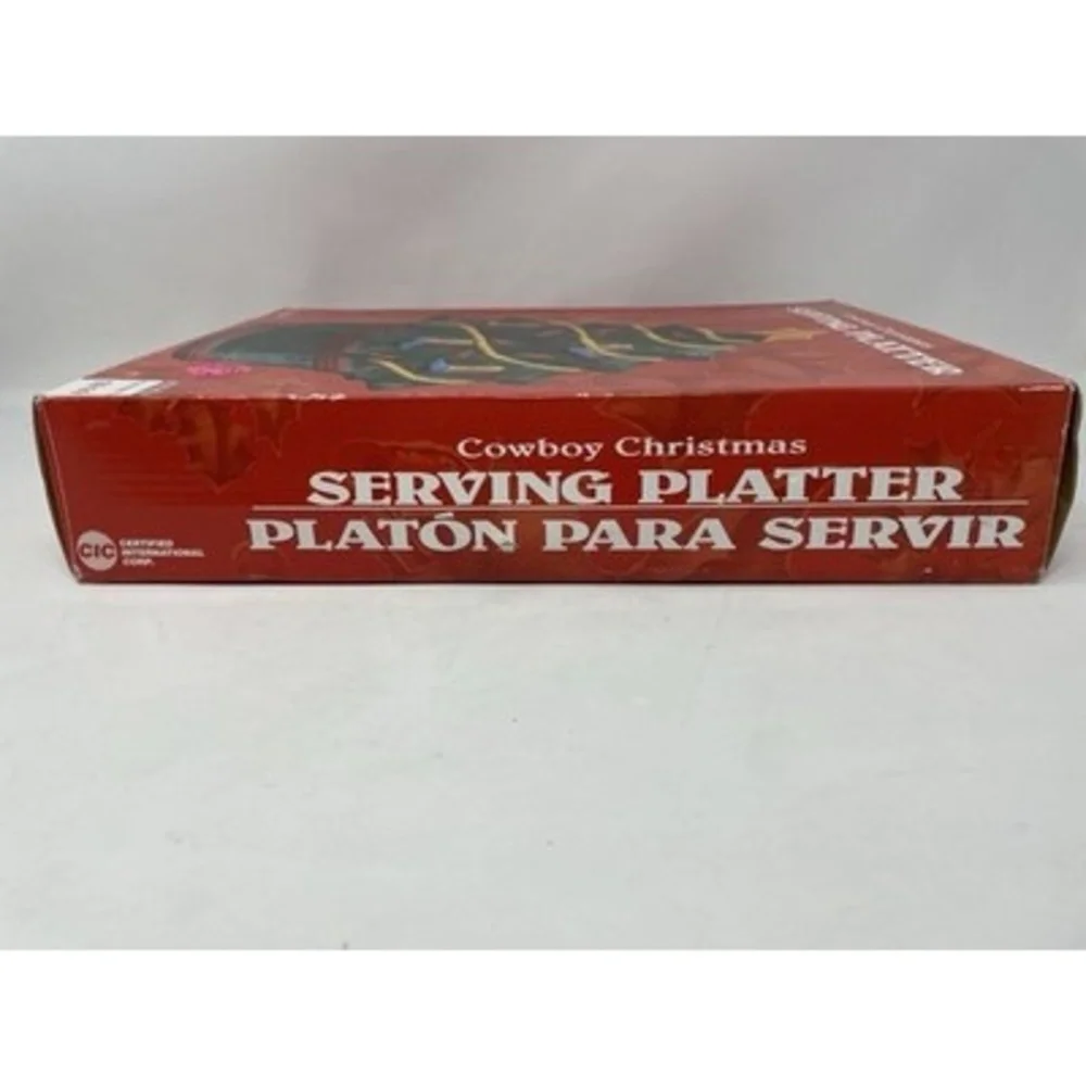 Certified International Cowboy Christmas Tree Platter Southwestern Ceramic 12in